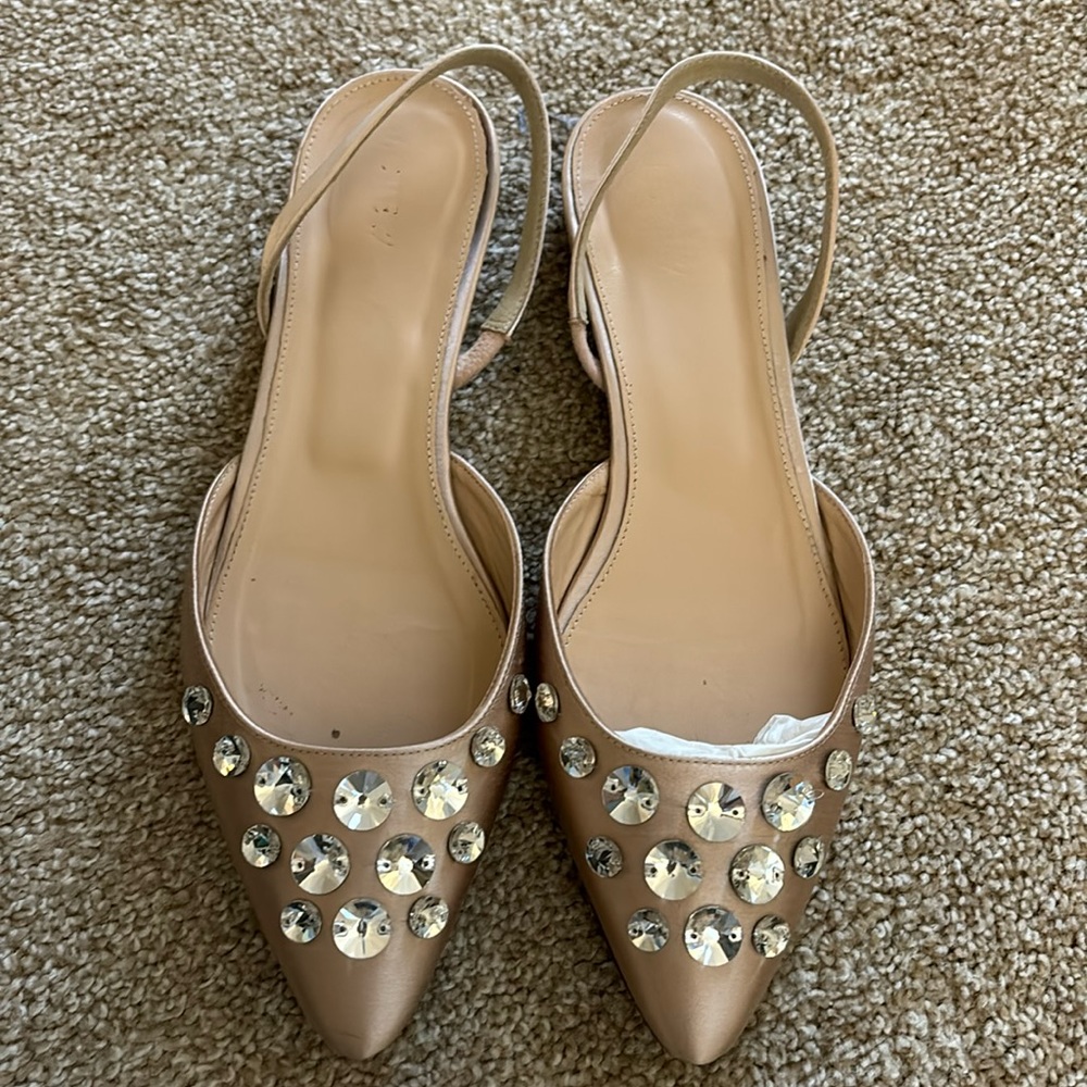J crew jeweled sling back flats